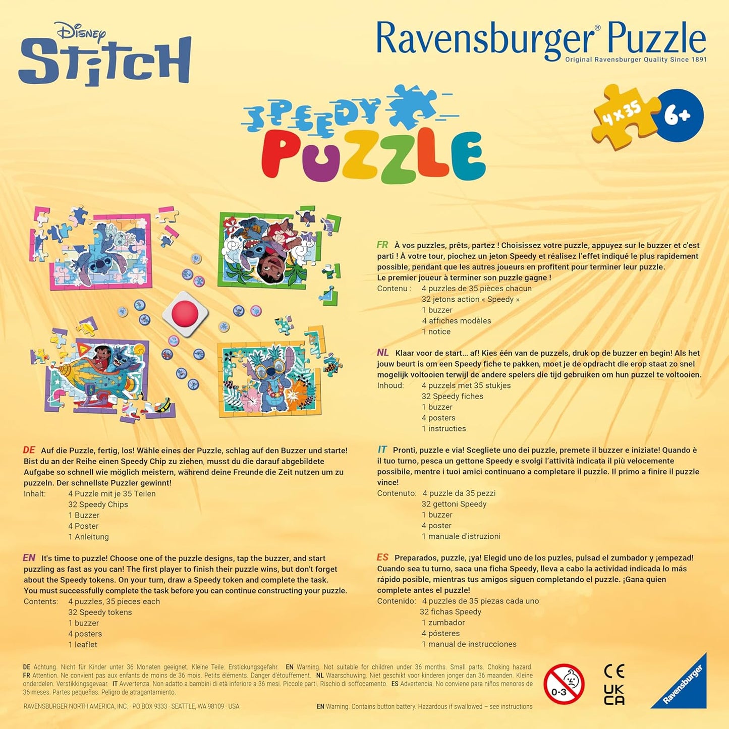 Ravensburger Speedy Puzzle Stitch 4x 35 piece Jigsaw Puzzles for Kids Age 6 Years Up Gifts for Kids