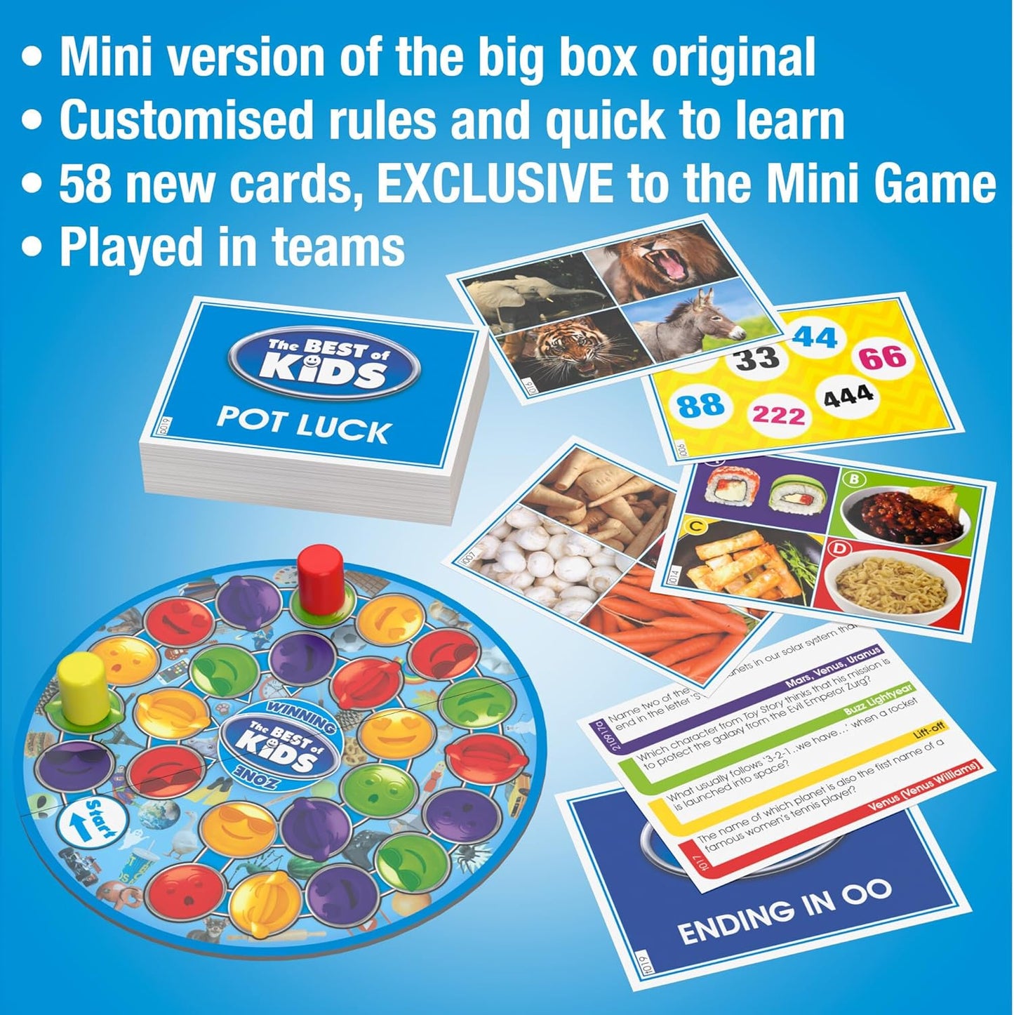 Drumond Park LOGO Best of Kids Mini Board Game - Trivia Game with Kid Friendly Quiz Cards - Fun Family Games for Children and Parents - Kids Party Games to Play in 2 Teams - for Ages 7+