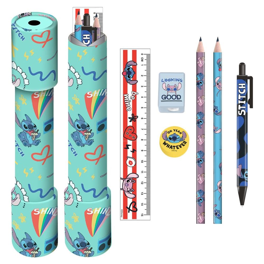 Lilo & Stitch Kaleidoscope Stationery Set (22.7cm x 4.5cm x 4.5cm) (Green/Blue/Pink