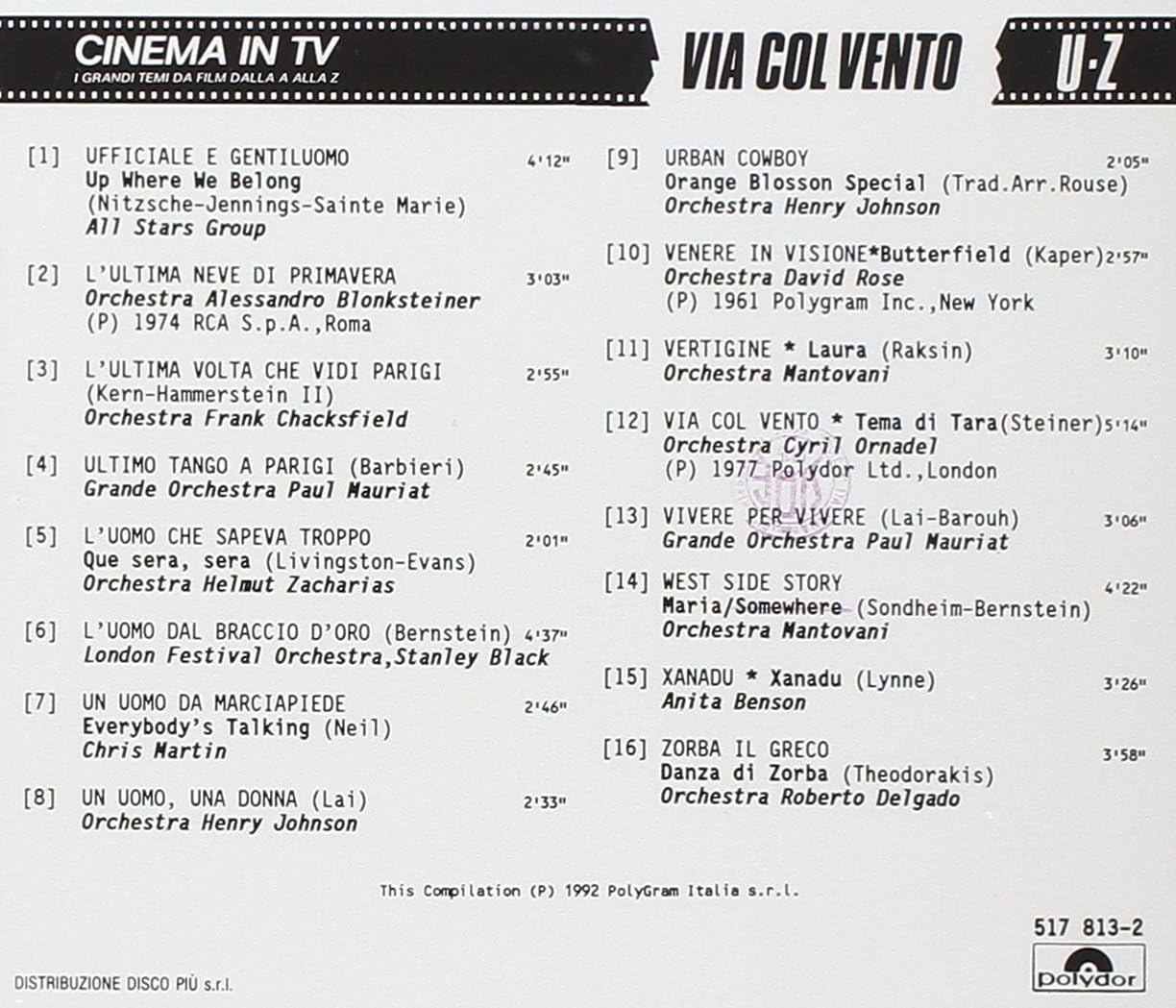 Cinema In Tv Vol.15 Via Col Vento (Orchestra
