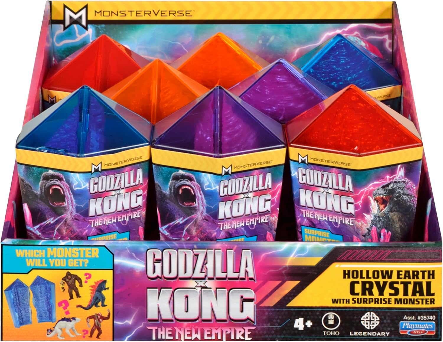 Godzilla x Kong: The New Empire, 4.5 Inch Hollow Earth Crystal Action Figure Toy with 2 inch Mini Surprise Figure, Iconic Collectable Movie Characters, Suitable for Ages 4 Years+