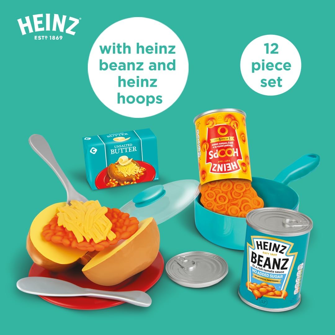 Casdon Heinz Beanz & Hoops Make & Play Set | Assorted Toy Set For Children Aged 2+ | Includes Make-Believe Heinz Tins, Saucepan, Plate, And Cutlery — Just Like The Real Thing!