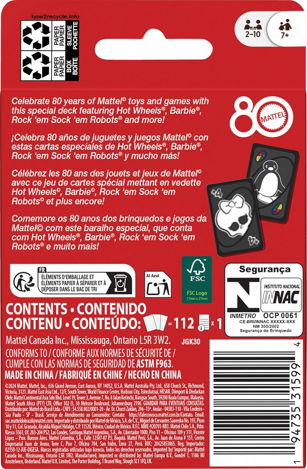 Mattel Games UNO Mattel 80th Ruby Red Card Game for Kids, Adults & Family Nights, Game Nights, Travel, Camping & Parties., JGK30