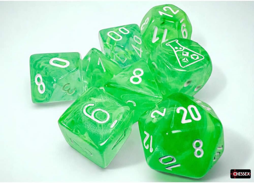 Chessex - Lab Dice 9 - Nebula Polyhedral 7 Dice Set - Gelatinous/White