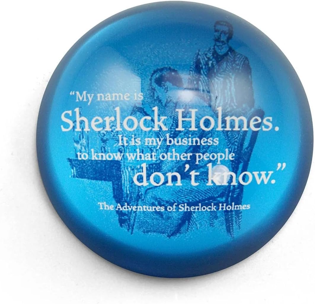 Half Moon Bay My Business To Know - Adventures of Sherlock Holmes - Blue 2.7 x 1.2 Inch Glass Office Desk Paperweight