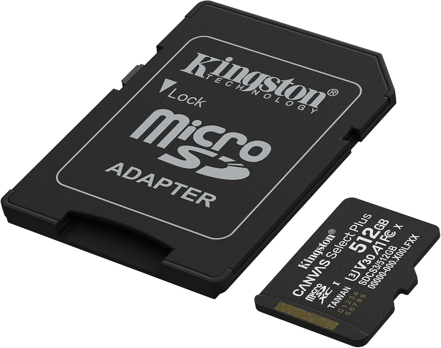 Kingston Canvas Select Plus microSD Memory Card 512GB microSDXC Gen3 150MB/s A1 Card + Adapter - SDCS3/512GB