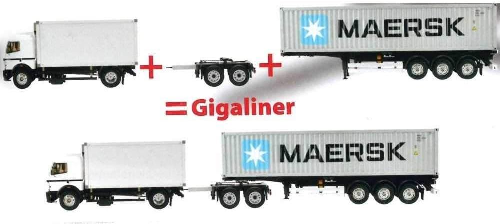 Carson 500907210 500907210-1 2-Axle Dolly Rigid RC Truck Accessory, Scale 1:14, Gigaliner Trailer, Spare Parts, Tuning Parts, Model Building, Silver