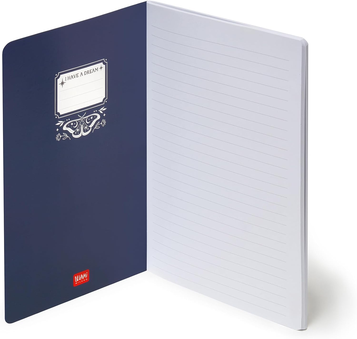 Legami - 7mm Lined Notebook, Moth Motif, Special Edition, A5 Size, Medium, FSC Certified Paper, 80 Pages, Singer Stitch Binding, 14.2 x 21 cm