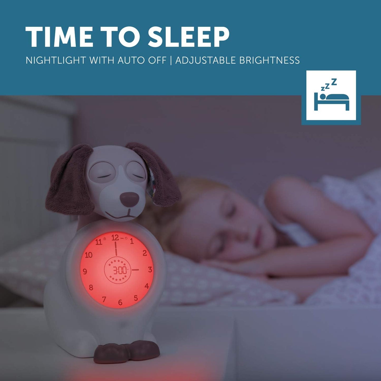 ZAZU Kids Davy Hund - Pädagogischer Wecker & Schlaftrainer für Kinder, LED Kinderwecker, Intelligentes Schlafen & Aufwachen, Mädchen & Jungen (Rosa