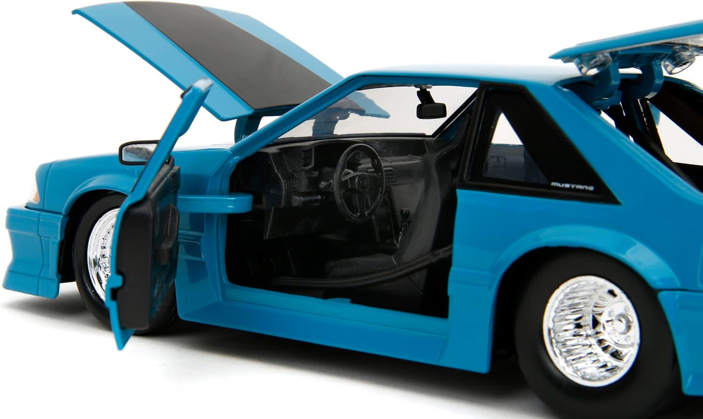 Fast & Furious JADA FORD MUSTANG GT 1:24 die-cast model car, toys for kids and adults, collect and play vehicle, Blue, Black