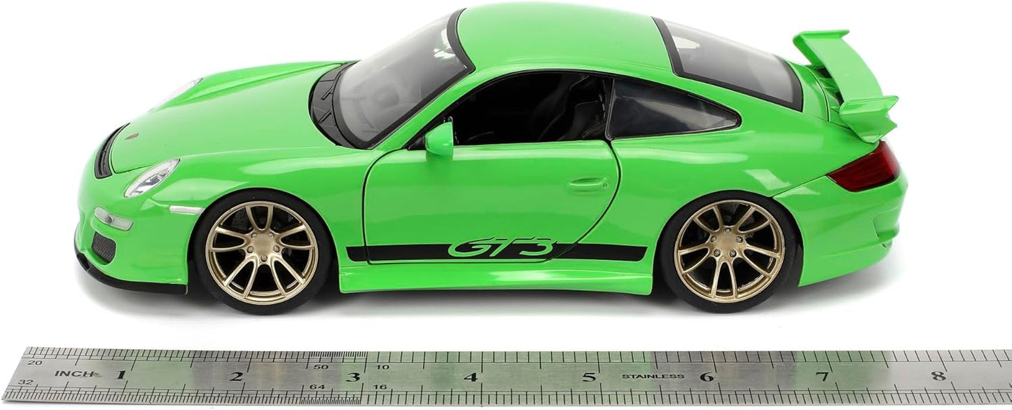 Fast & Furious JADA Fast X Brian's Porsche 911 GT3 RS 1:24 die-cast model car, toys for kids and adults, collect and play vehicle