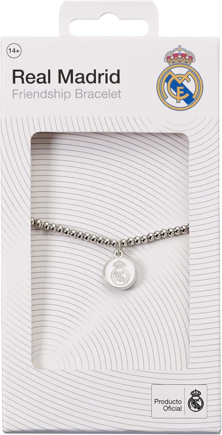 The Carat Shop Real Madrid Football Club Silver Disc Ball Bead Bracelet