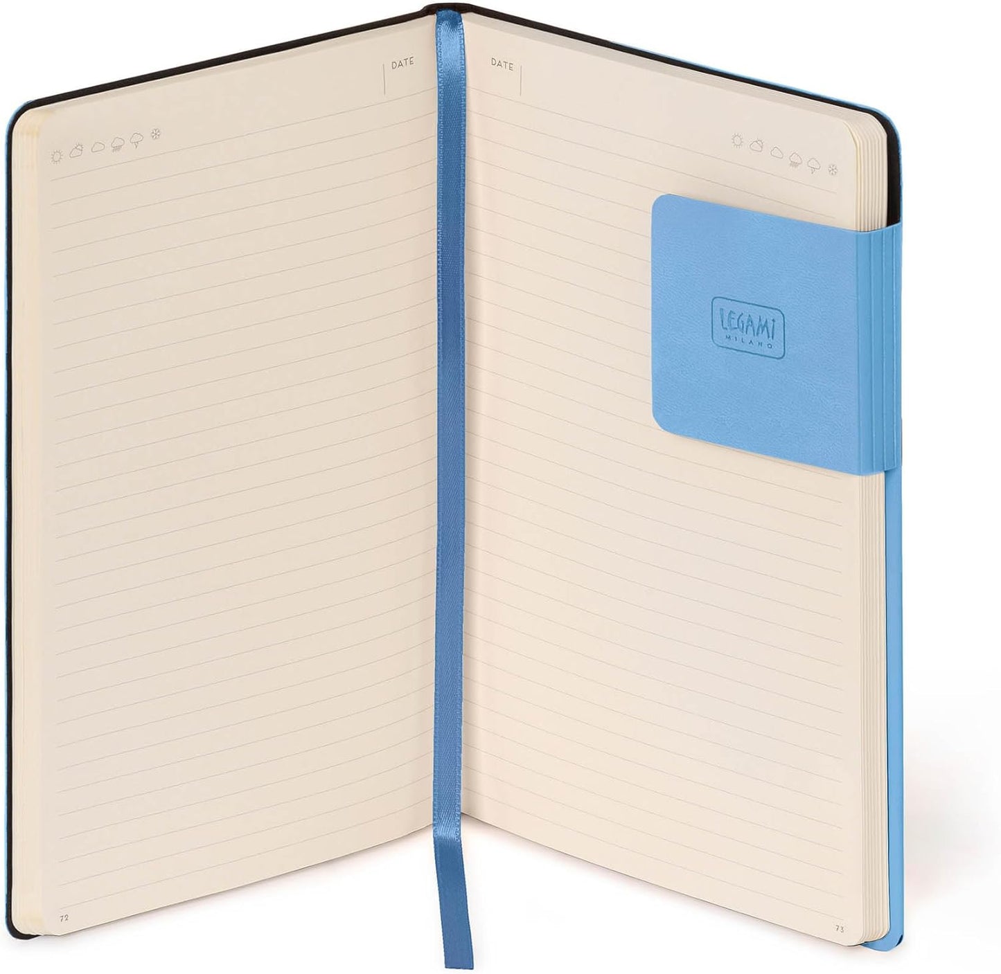 Legami - My Notebook, 6mm Lined Notebook, Retro Blue, Large, FSC Certified Paper, 192 Pages, Soft Cover, Elastic Closure, 17 x 24 cm
