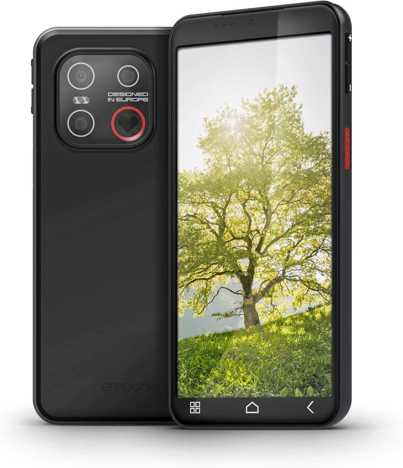 emporiaME.7 Senioren-Smartphone ohne Vertrag, Android 15 Handy mit Notruftaste, 5,45" Touchdisplay, NFC, 6 GB RAM, 128 GB Speicher, Fingerabdrucksensor, IP54, Schwarz