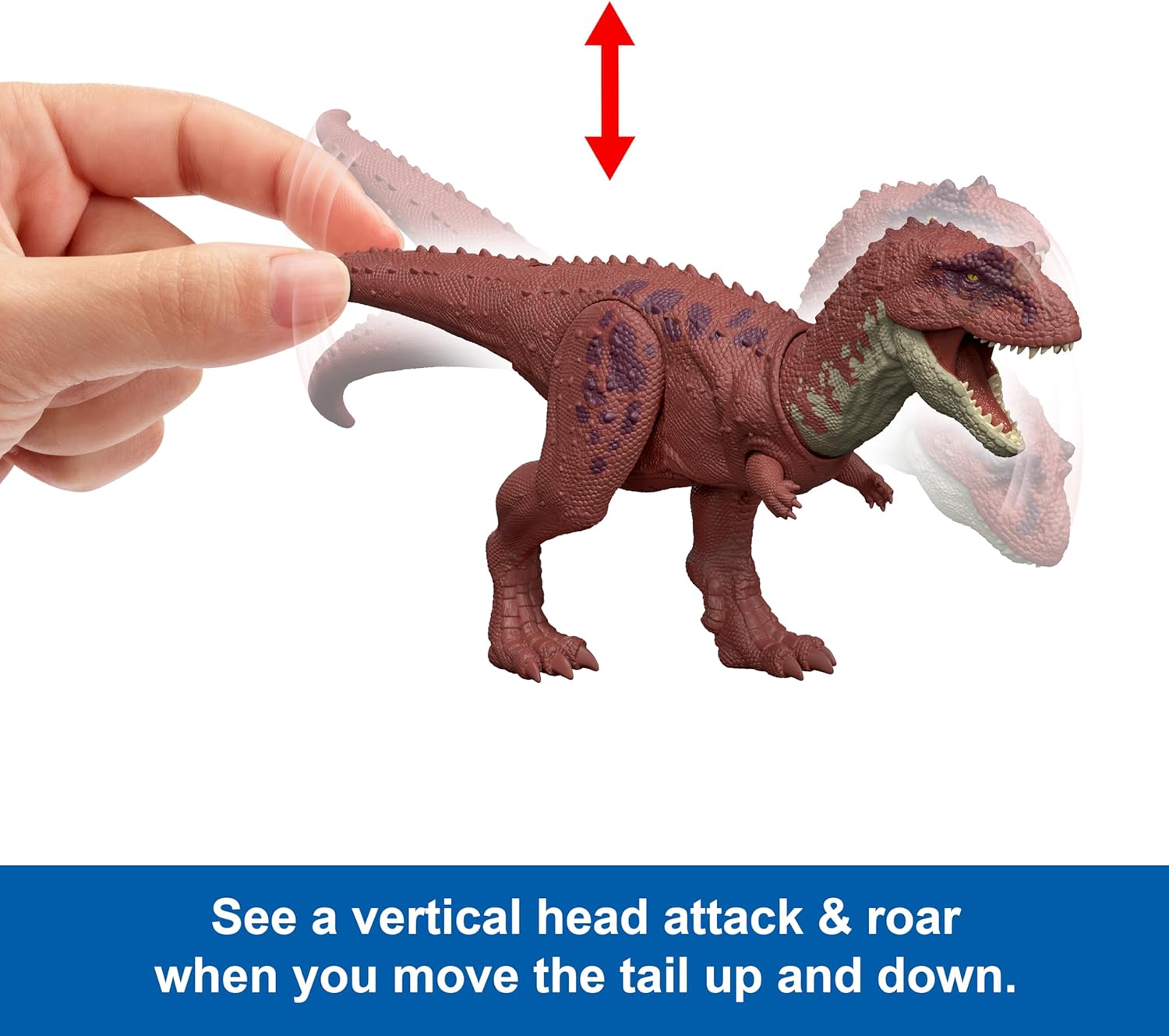 Mattel Jurassic World Rebirth Wild Roar Dinosaur Toy, Aucasaurus with Tail Controlled Chomp, Posable Multi Direction Attack & Sound, Digital Play, JGB88
