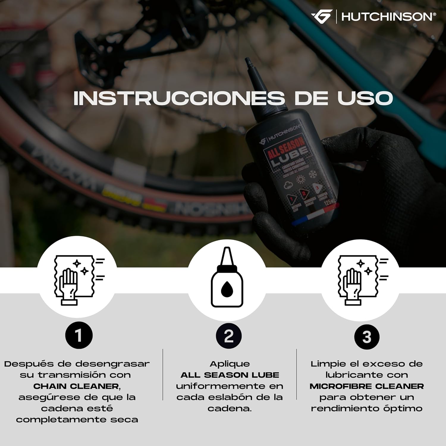 Hutchinson - Accessoires de vélo - Lubrifiant pour chaine - All Season - à base d'huile -125 ml