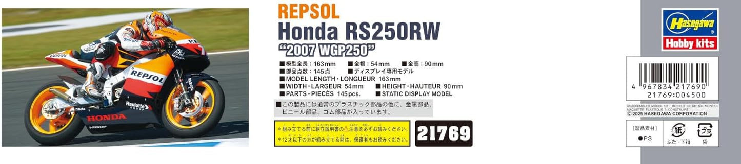 Hasegawa - 1/12 Repsol Honda RS250RW, 2007 WGP 250 - Plastic Modelbouw - Schaal: 1:12