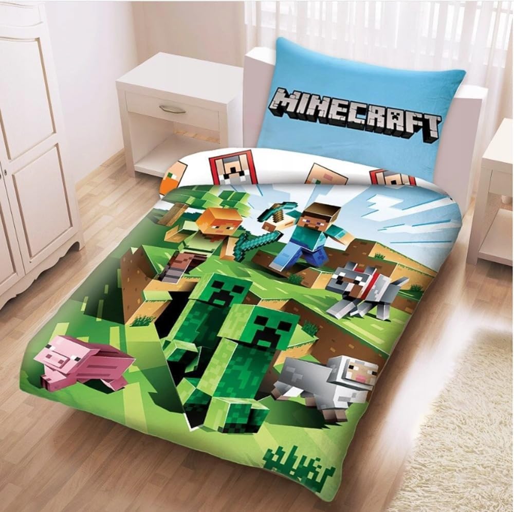Halantex MINECRAFT Bed Set CACTUS RUN Cotton Duvet Cover 140x200cm And Pillow Case 70x90cm ORIGINAL