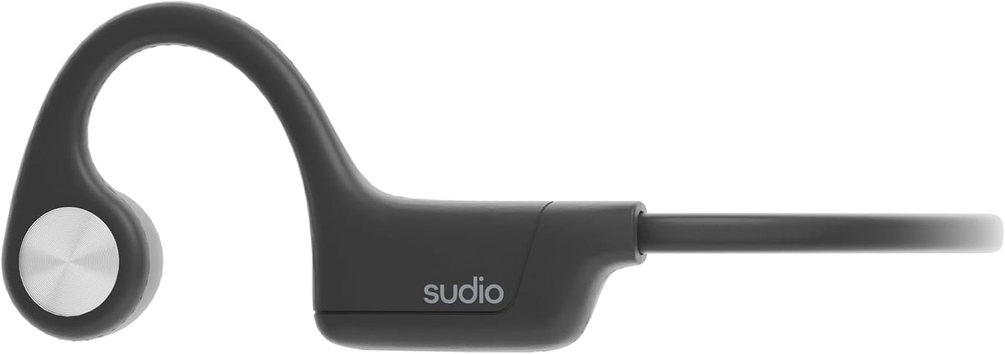 Sudio B4 Midnight Black - the active bone conduction earbuds. Made of recycled plastic. Open ear buds, long playing time of 12 hours, resistant to sweat and splash water, Bluetooth 5.4