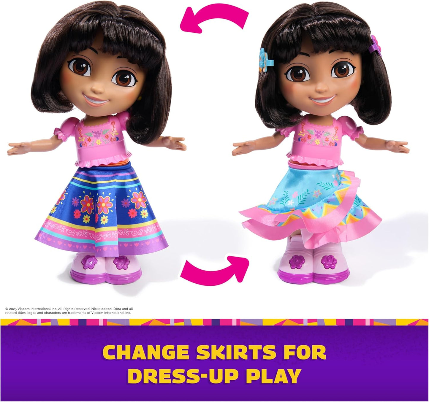 Dora, Dance with Me Dora, Interactive Dancing Doll with 2 Skirts, Bilingual Phrases and Music, Kids Toys for Girls and Boys Ages 3 and Up