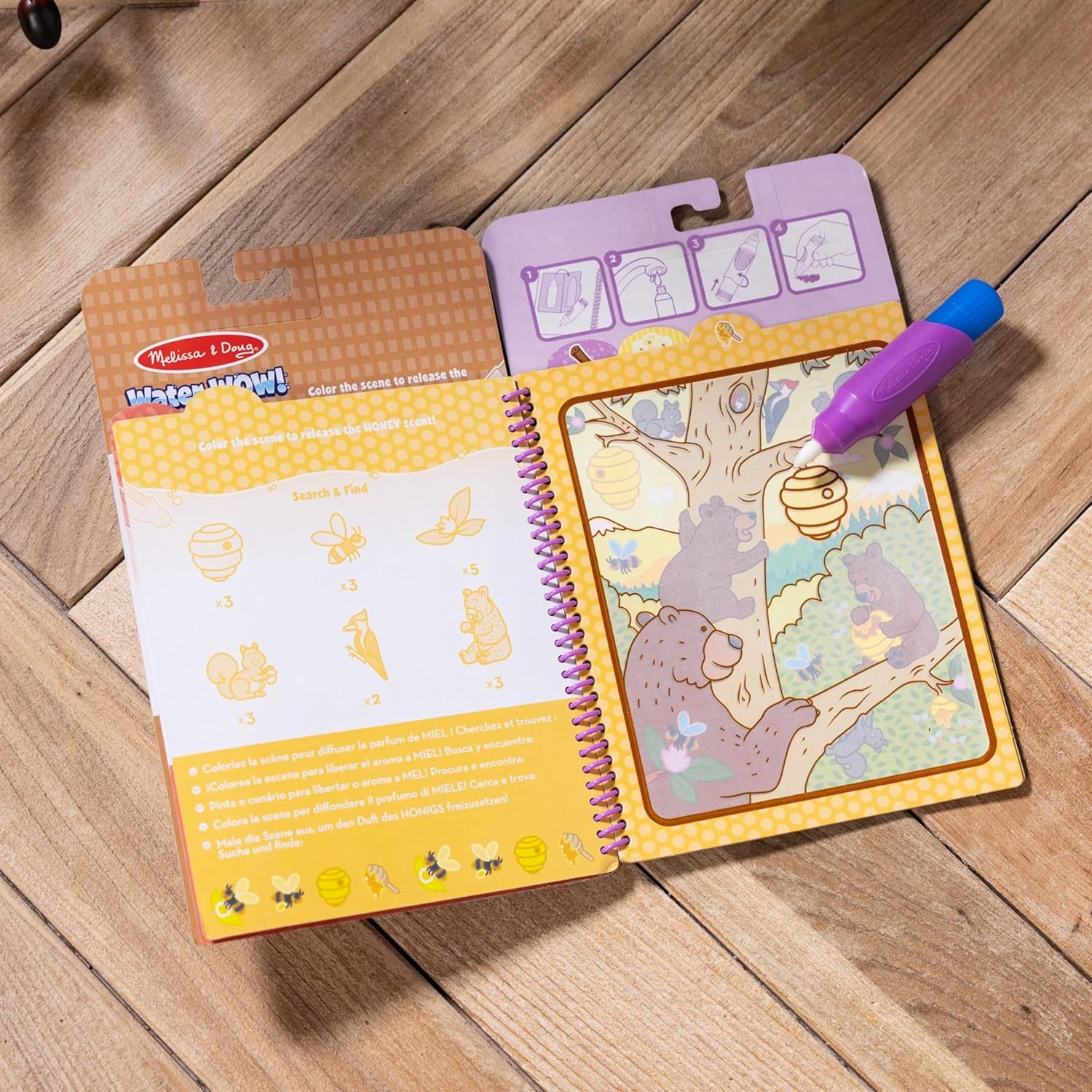Melissa & Doug Scented Water WOW Age 3+ Reusable Water-Reveal Colouring Activity Pad Travel Toy – Treats, 7 CT
