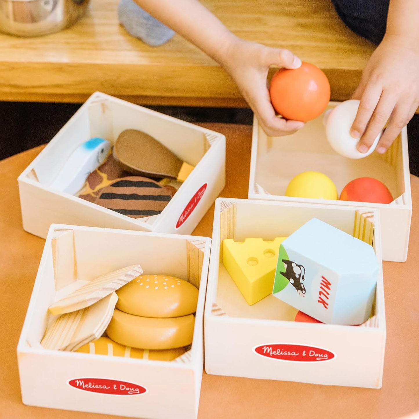Melissa & Doug Food Groups - Wooden Play Food, The Original (Pretend Play, 21 Hand-Painted Wooden Pieces and 4 Crates, Gift for Girls and Boys - Best for 3, 4, 5, and 6 Year Olds)