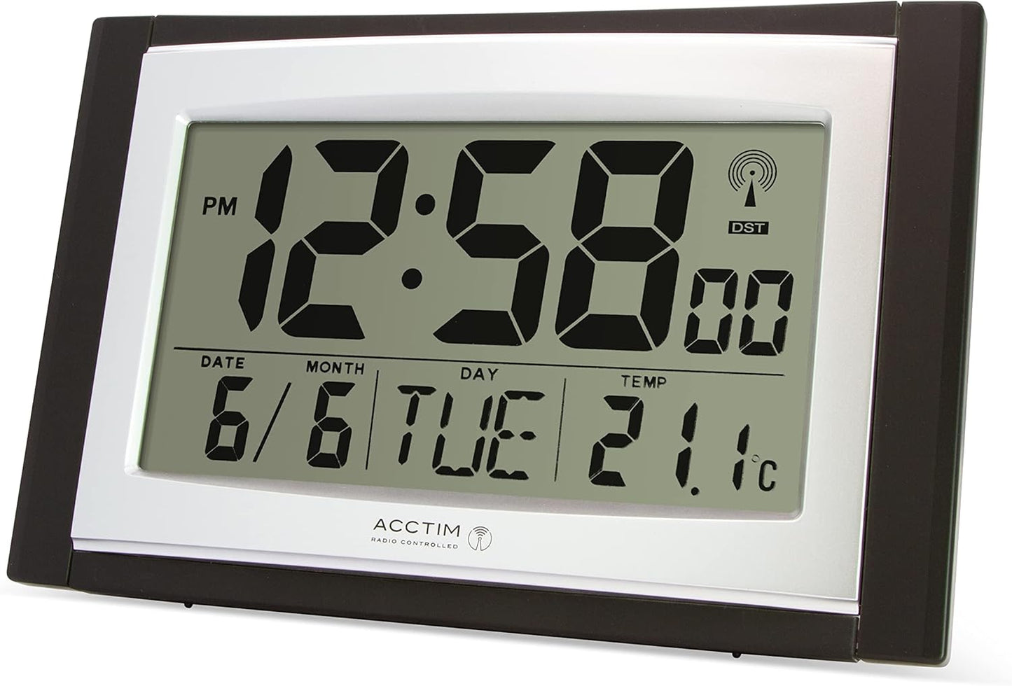 Acctim Wall Desk Clock, Black, Large Display