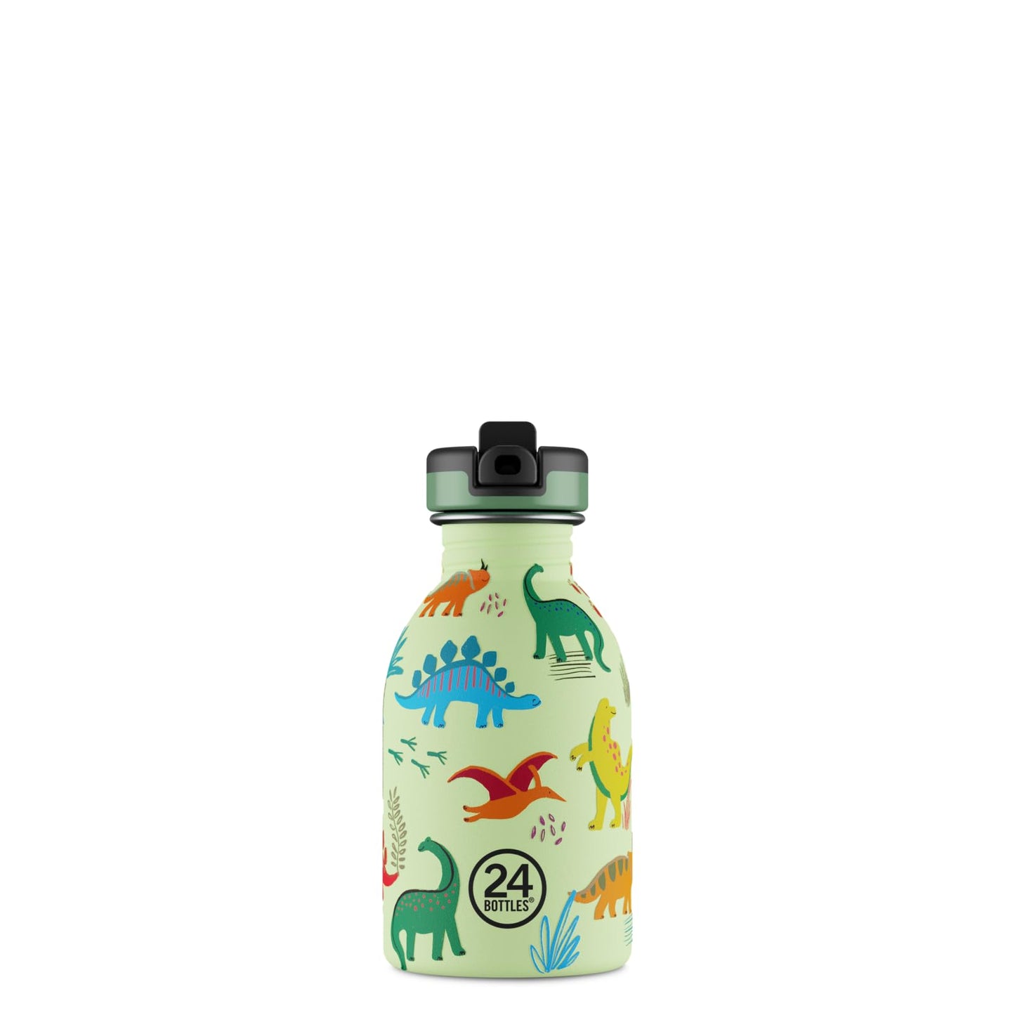 24BOTTLES Jurassic Friends Children's Water Bottle with Straw for Primary School and Kindergarten 250 ml, 100% Airtight Stainless Steel BPA Free Ultralight , Jurassic Friends 250 ml