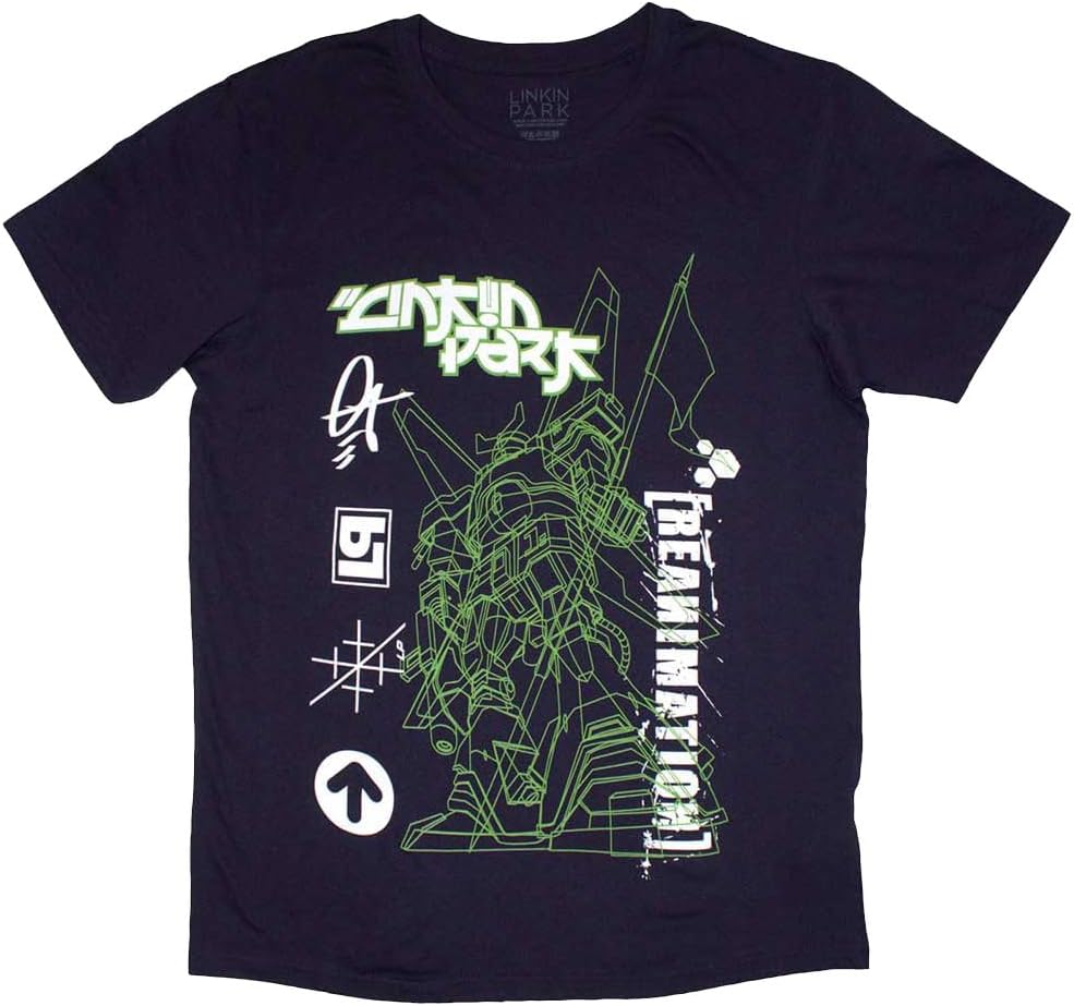 T-Shirt # X-Large Unisex Blue # Reanimation Robot Sketch