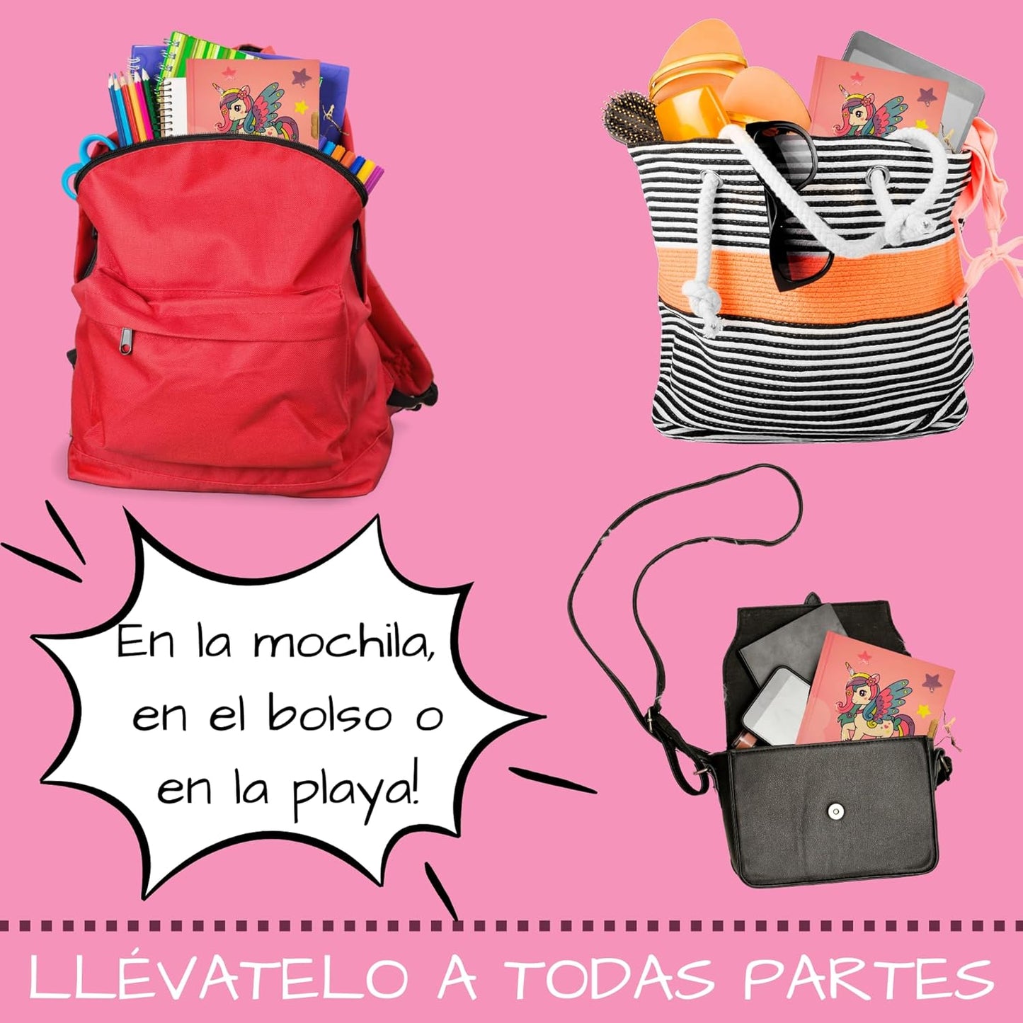 FAMU Land Notitieboek voor meisjes en jongens, klein reisboek, 135 x 135 mm, met slot, mooi cadeau voor kinderen voor verjaardag en Kerstmis, 6, 7, 8, 9, 10 jaar, geheim dagboek, schattig notitieboek