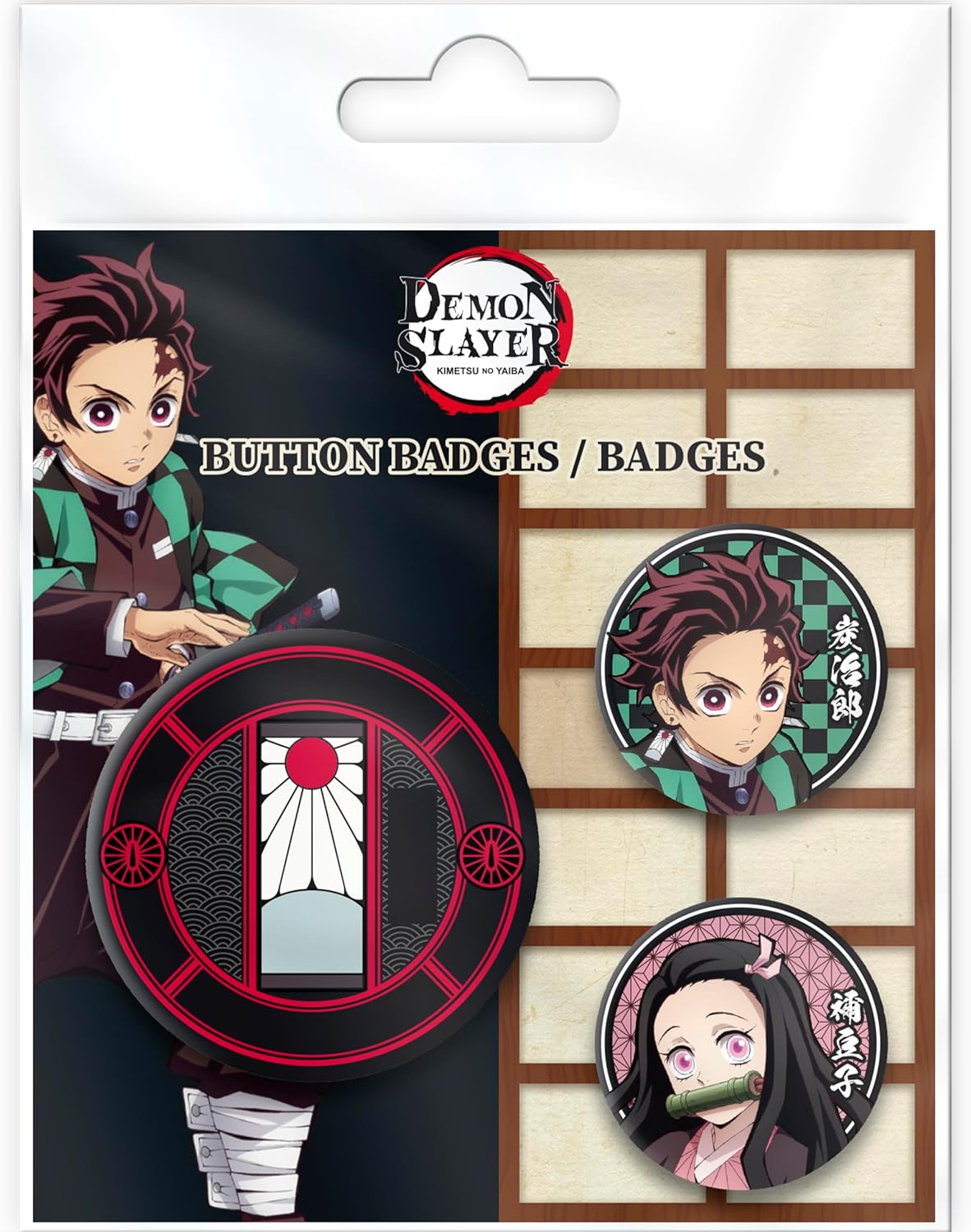 ABYstyle - DEMON SLAYER Tanjiro & Nezuko S2 Badge Pack, Dimensions : 1 badge de 5 cm, 2 badges de 3,2 cm, Metal