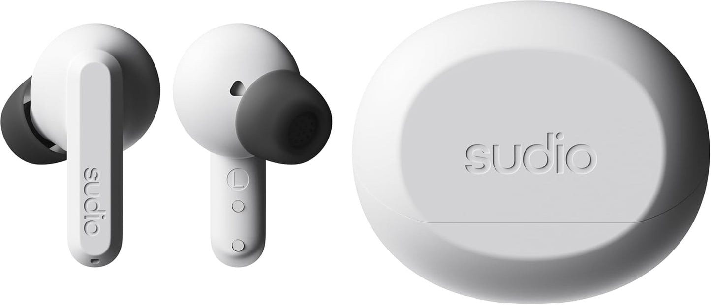 Sudio A3Pro Snow White - The All-Day Noise Cancelling Earbuds Balanced Listening Experience, Microphones, Multi-Point Bluetooth Connection, Bluetooth 5.4, IPX4