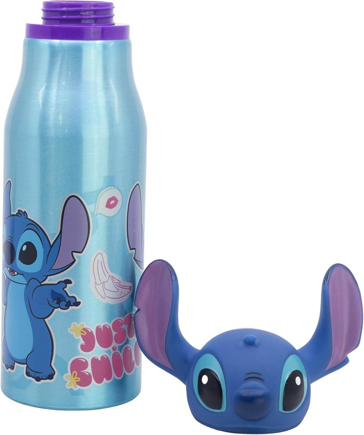 Wiederverwendbare Flasche aus Aluminium mit 3D-Figur, 690 ml, Stitch Drawing