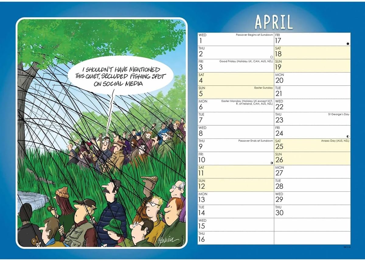 Carousel Worldwide, Young At Heart Fishing 2026 A4 Wall Calendar