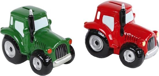 Kids Globe - Kids Globe Spaarpot Aardewerk Tractor Rood