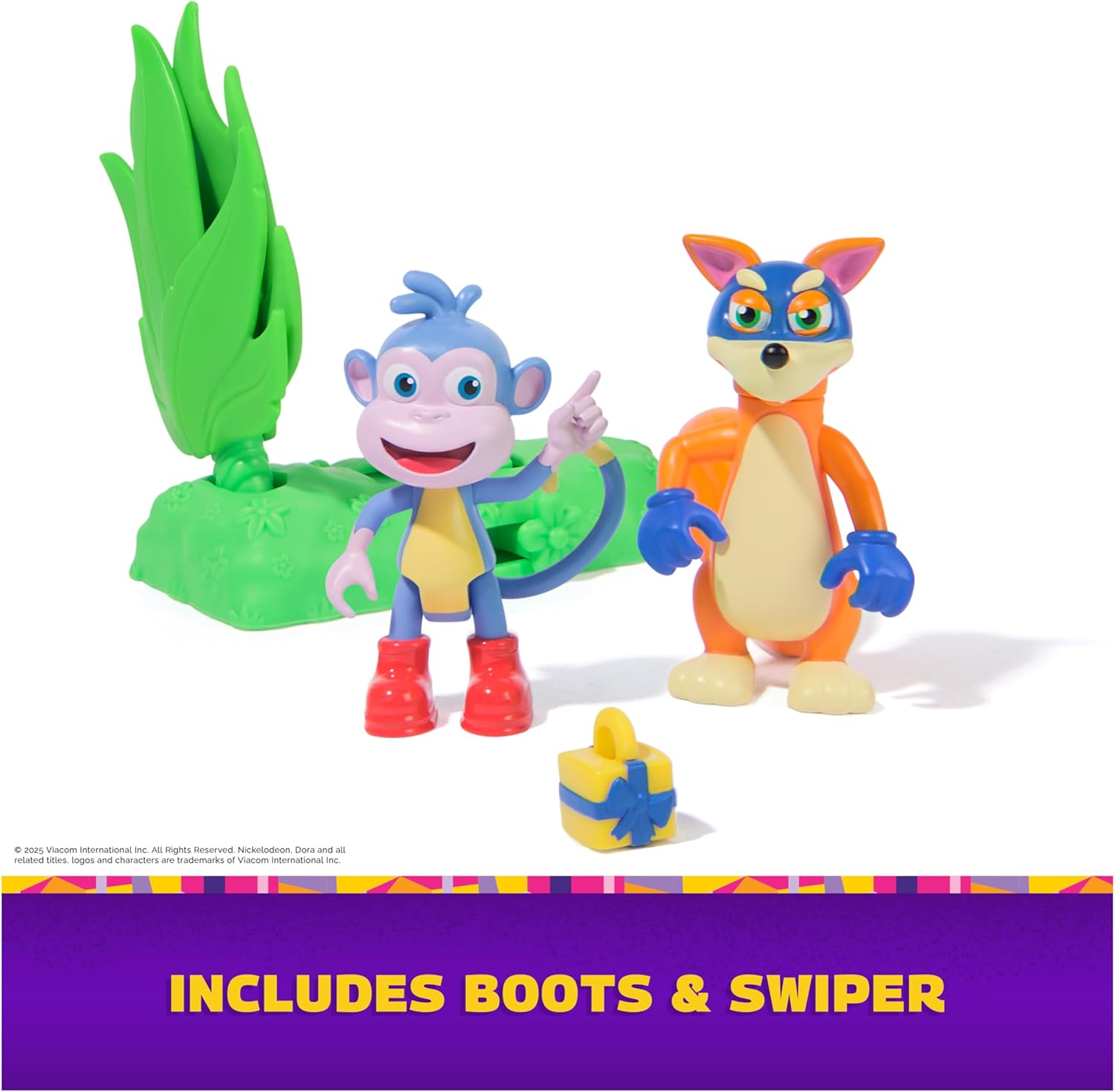 DORA Adventure Pack Monkey Boots and Fox Swiper, Mini Play Set with 2 Figures (approx. 9 cm) and an Accessory with Function, for Imaginative Play, for Children from 3 Years