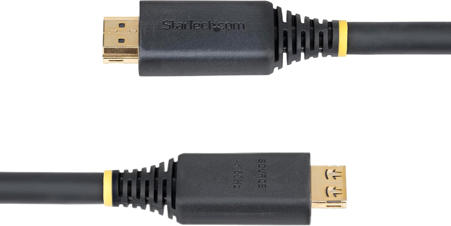 StarTech.com Câble HDMI Haut Débit de 10,6m avec Connecteur à Pince, 4K 60Hz/1440p 144Hz, 18Gbps, UHD HDMI 2.0, TPE