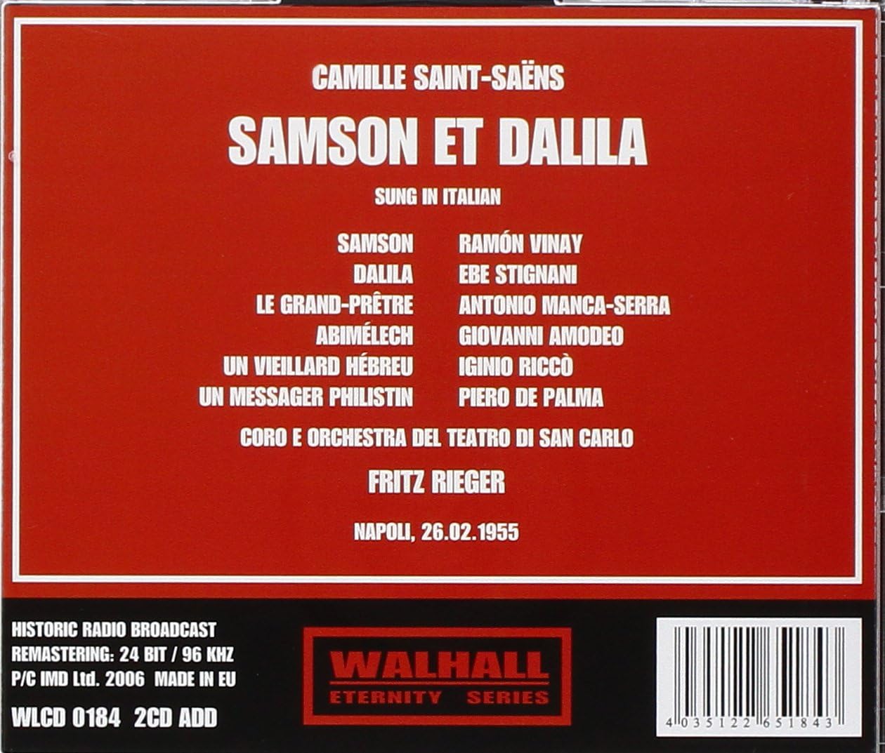 Samson Et Dalila (Rieger, Vinay, Stignani, Manca-serra)