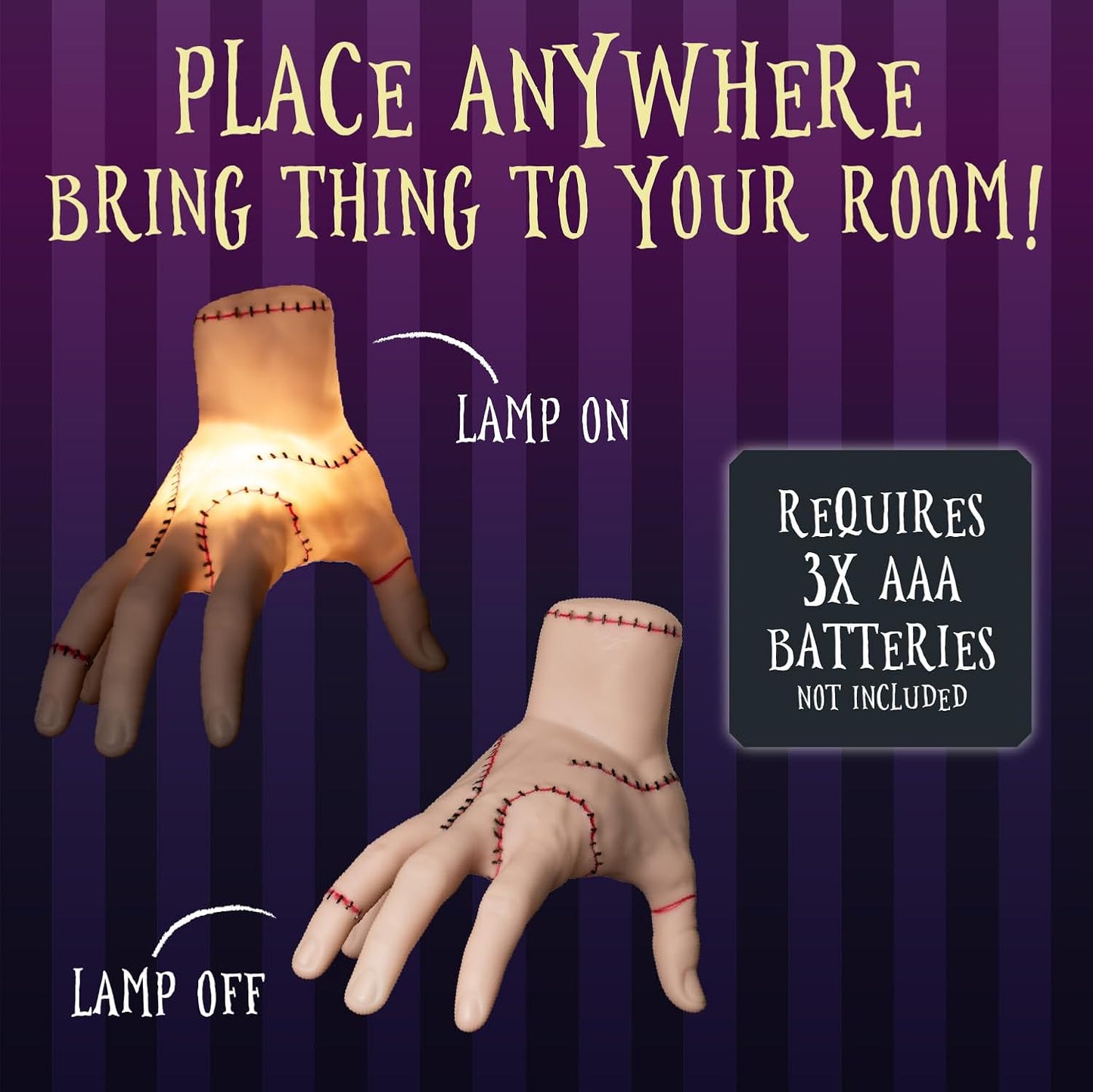 Blue Sky Studios Wednesday Light, Thing Hand Bedroom Decor, Scary Halloween Lamp, Licensed Wednesday Merchandise and Room Decor for Girls