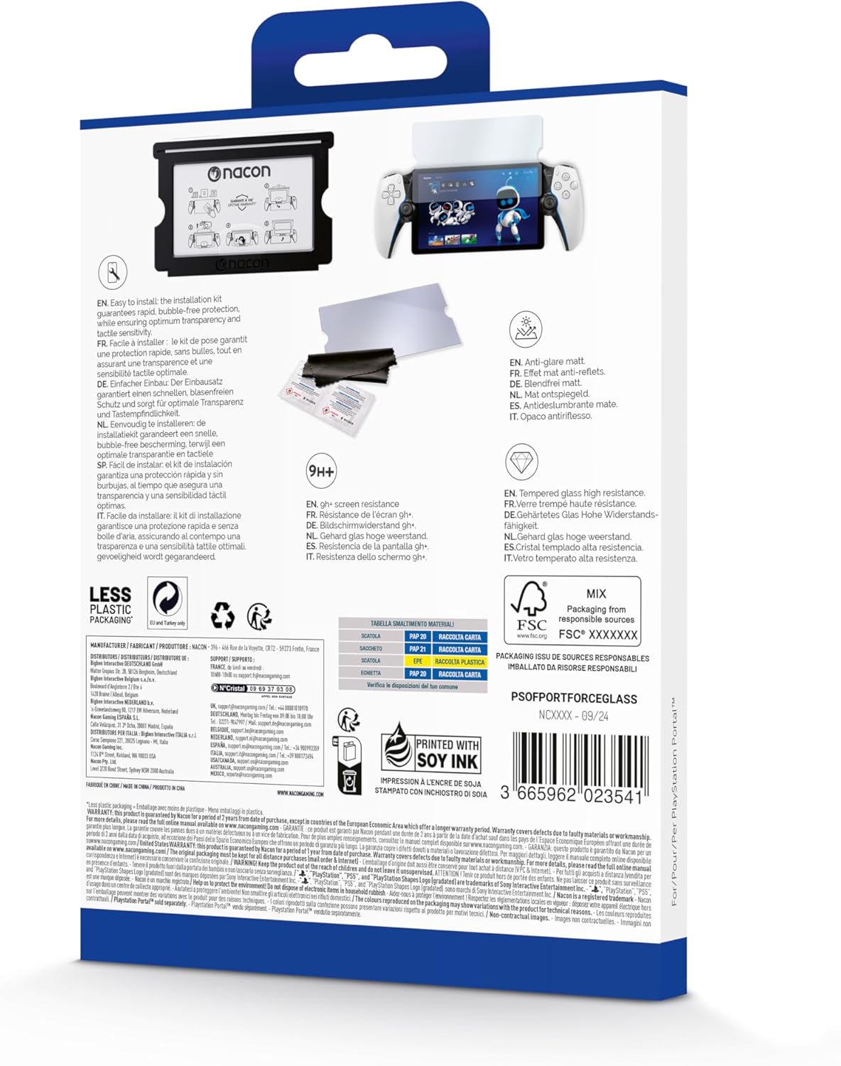 Nacon Officiële Force Glass Schermprotector voor PlayStation Portal in gehard glas
