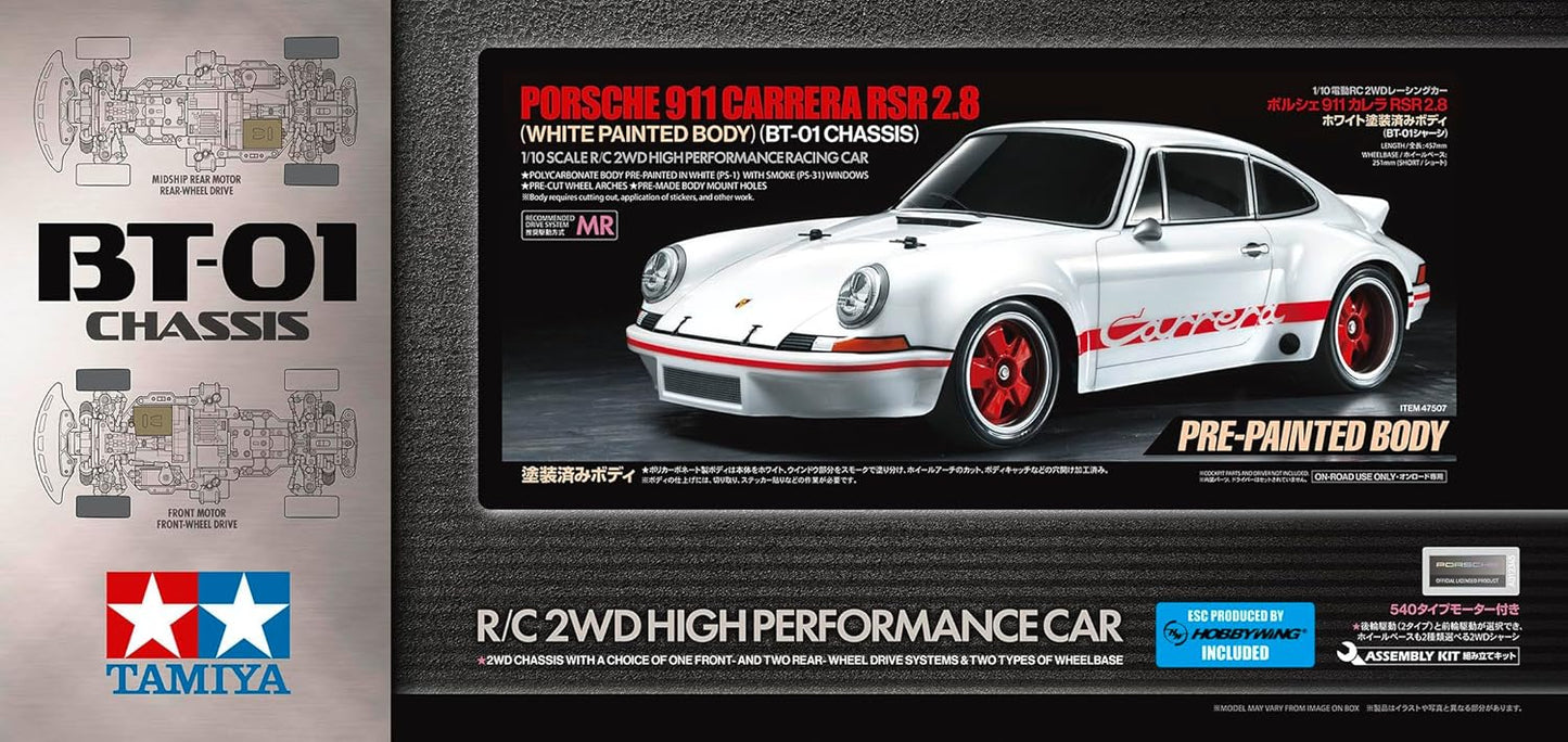 TAMIYA 47507 1:10 RC Porsche Carrera RSR 2.8 Verniciato BT-01 - Auto telecomandata, Veicolo, Modellismo, Assemblaggio, Hobby, RC Kit