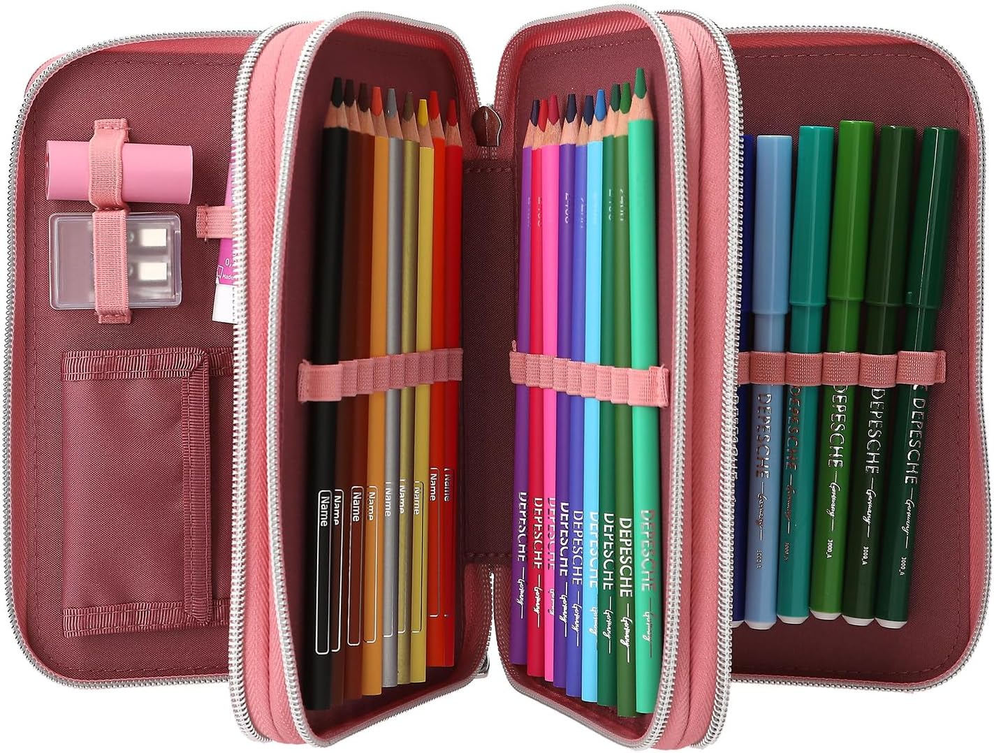 Miss Melody - Triple Pencil Case Led - Rust-Colored