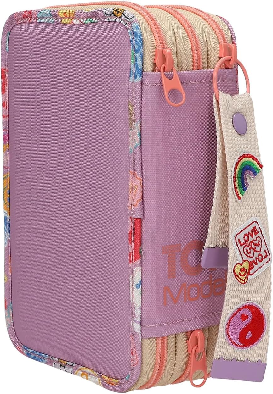 Topmodel - Topmodel Triple Pencil Case With Pendant Girl Power - Purple