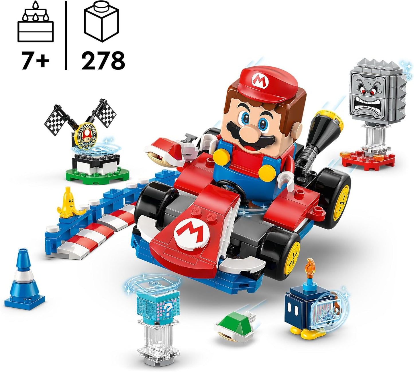 LEGO Mario Kart – Interactive Mario & Standard Kart - Toy Race Course with a Car, 3 Figures, a Podium & Barriers - Gamer Gift for 7+ Year Old Boys & Girls - 72043