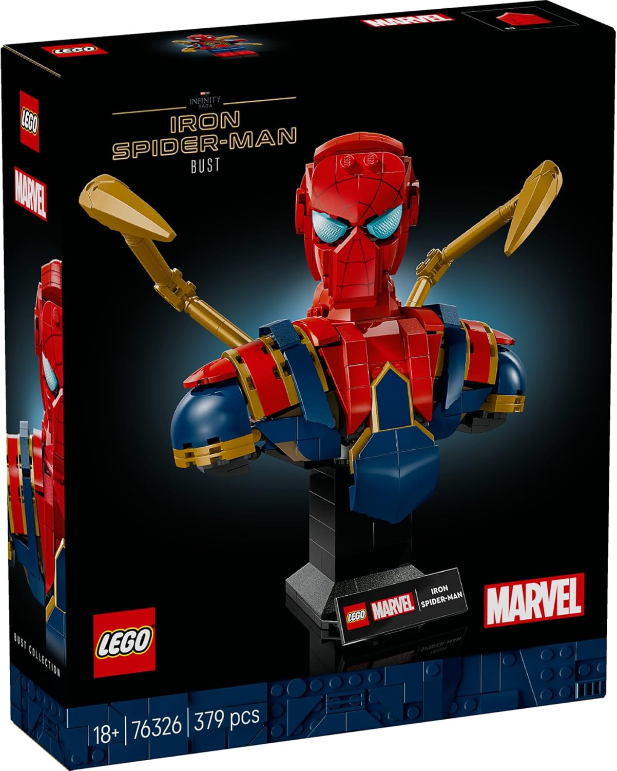 LEGO | Marvel Busto di Iron Spider-Man - Modellino da Esposizione per Adulti con 2 Braccia Mobili, Testa Girevole e Minifigure del Supereroe - Regalo da Collezione per i Fan degli Avengers - 76326