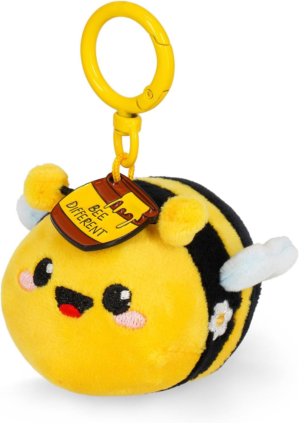 Legami - Super Soft! Bee-Themed Keychain, Plush Keychain, Pendant with Engraved Message and Zinc Carabiner, 7 x 11 cm, yellow, S