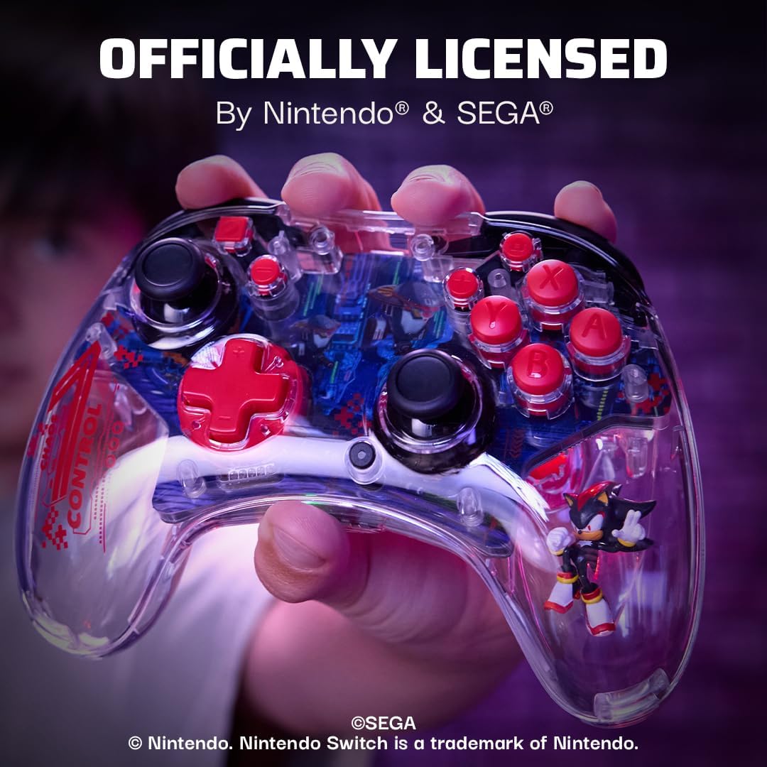 PDP REALMz™ Wireless Nintendo Switch Pro Controller, Rechargeable LED, Licensed for Nintendo Switch|Lite|OLED: Sonic Shadow Space Colony ARK (with Full Motion Controls