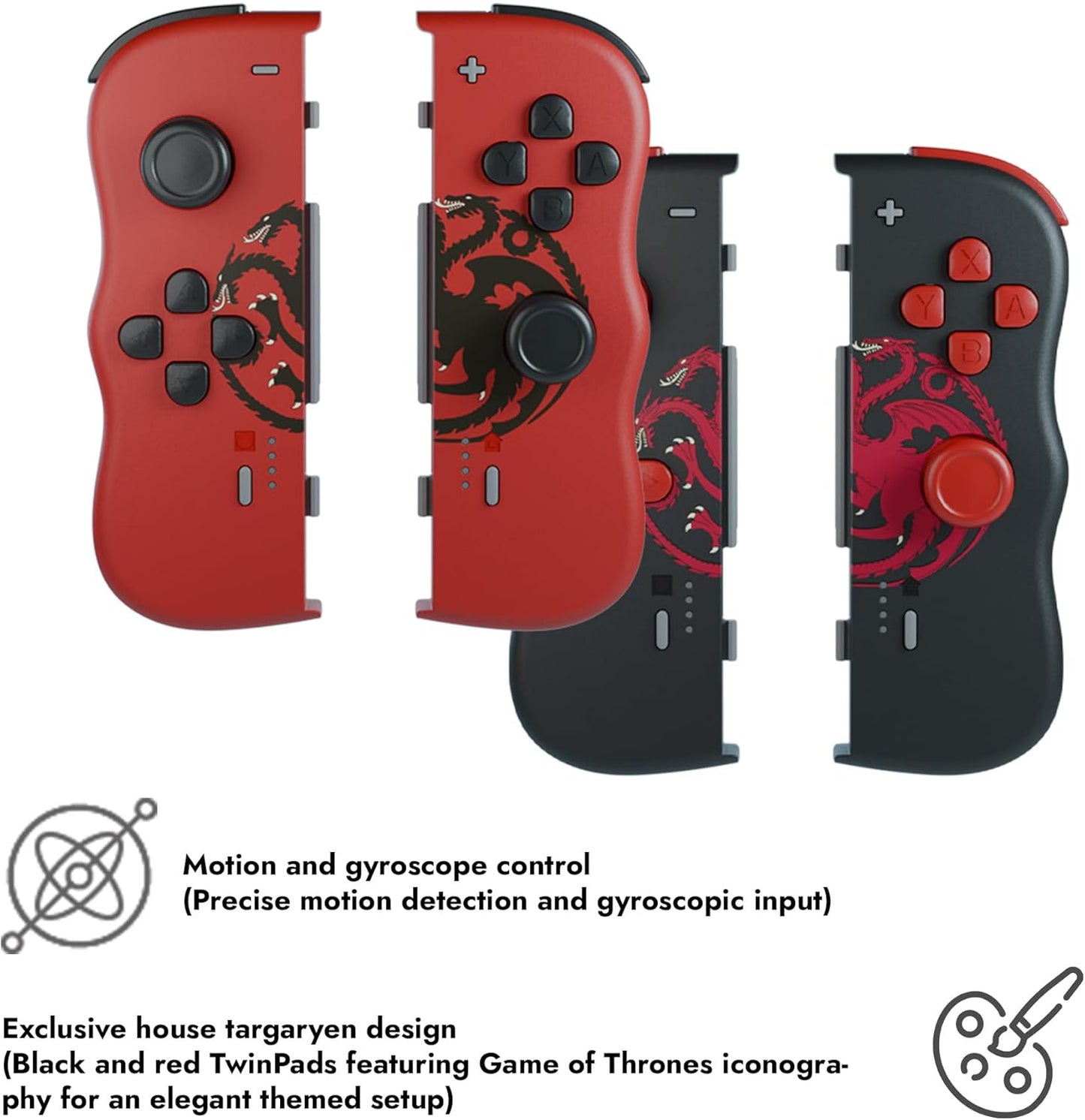 HBO Game of Thrones Targaryen Wireless TwinPads for Nintendo Switch – Red