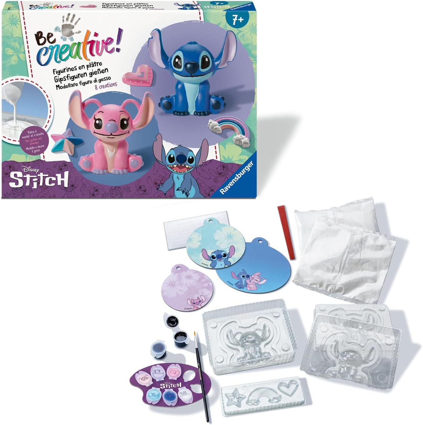 Ravensburger BeCreative Plaster Stitch - Craft Set for Children from 7 Years, Casting and Painting Plaster Figures for Girls and Boys - 23877 - Birthday Gifts, DIY Decoration