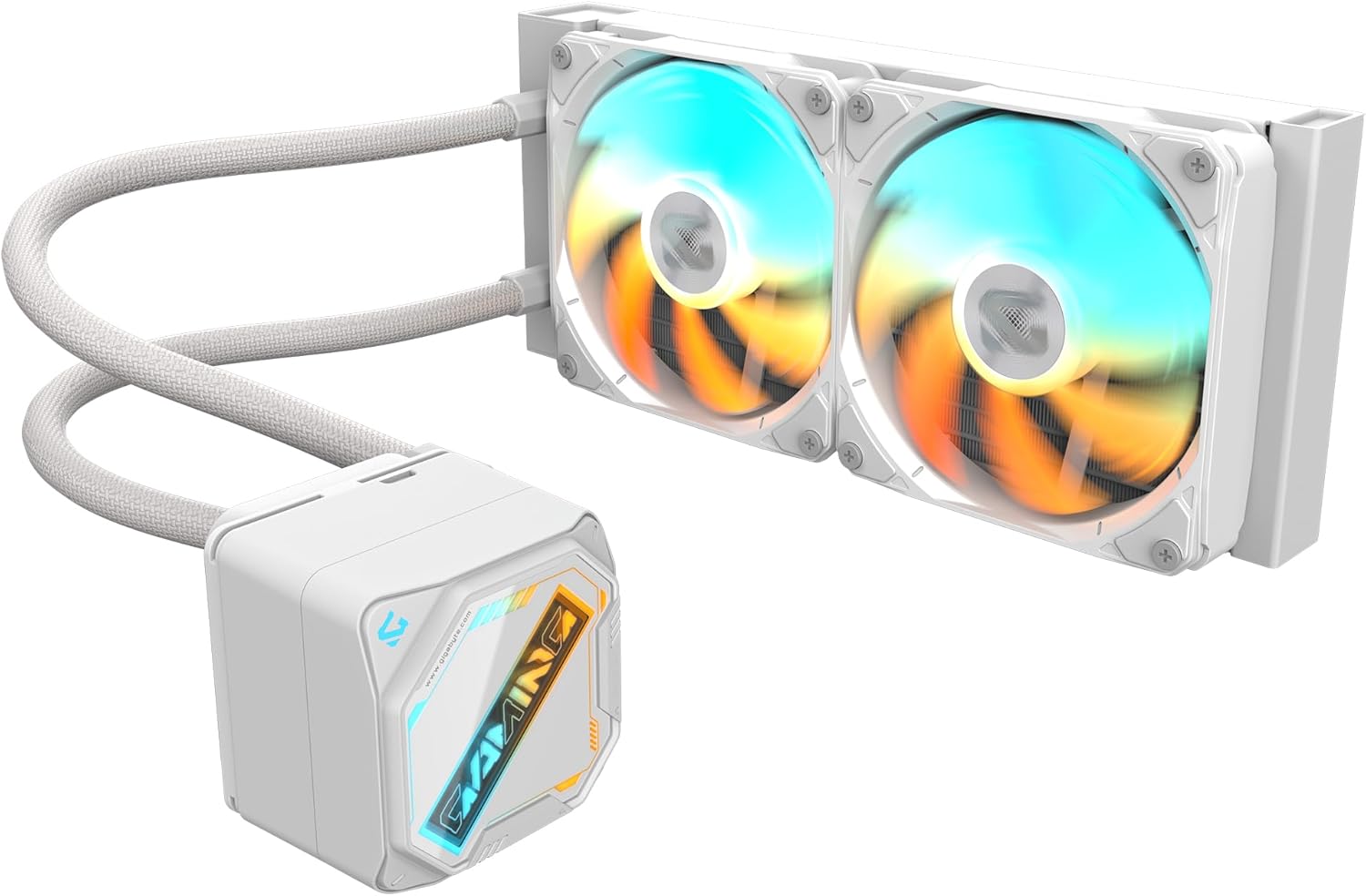 GIGABYTE GAMING 240 ICE Liquid CPU Cooler- 2x120mm ARGB Fans, slide-in interlocking mechanism, DAISY-CHAIN, Intel LGA 1851 and AMD AM5 Compatible